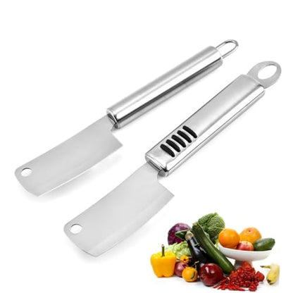 2pcs Stainless Steel Mini Cheese Spatula and Chopping Knife Anti-slip Kitchen Tool for Cutting Spreading and Serving Butter and Cheese