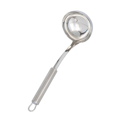 Restaurantware Stainless Steel Soup Ladle - German Standard Large Kitchen Ladle with Deep Bowl Design, Dishwasher Safe, Heat Resistant - Serving Ladle for Soups, Stews, Sauces - style: Steel Serving Ladle
