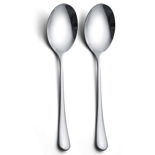 Large Serving Spoons,AOOSY 2 Pcs-9.8 Inches Stainless Steel Serving Spoon | for Buffet, Parties, Catering,Solid Serving Utensils Serving Utensil,Dishwasher Safe - color: 2Pcs-Silver Large Serving Spoons