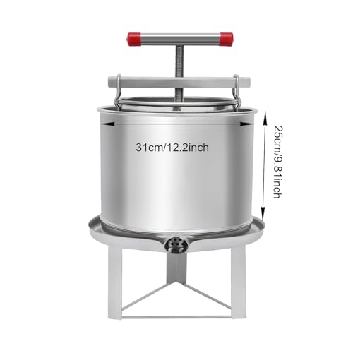 12.6L/3.3Gal Manual Press Machine Fruit Wine Press with T-Handle, Stainless Steel Wine Making Equipment Manual Cheese Press Grape Cider for Pressing Cheese, Herbs, Olive Oil, Honey