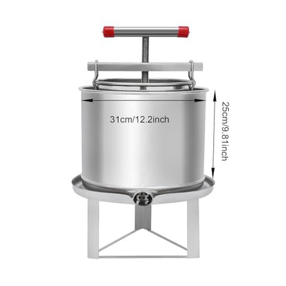 12.6L/3.3Gal Manual Press Machine Fruit Wine Press with T-Handle, Stainless Steel Wine Making Equipment Manual Cheese Press Grape Cider for Pressing Cheese, Herbs, Olive Oil, Honey