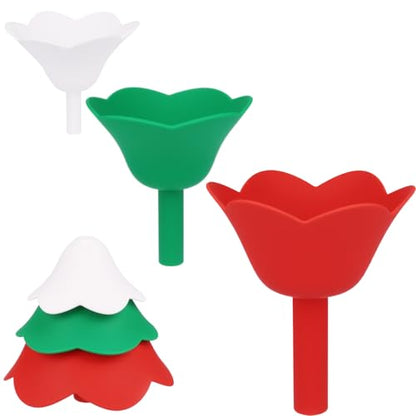 Silicone Flower Funnel Set of 3 – Collapsible Flexible Kitchen Funnels for Oil, Liquid Transfer & Bottle Refilling