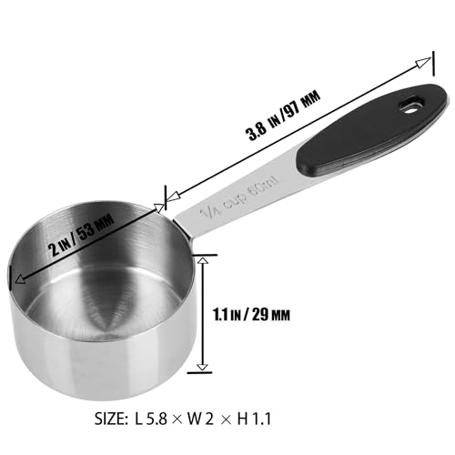 DOTINGHUX 1/4 Cup Magnetic Grips Stainless Steel Measuring Cup -1PCS - size: 1/4 cup