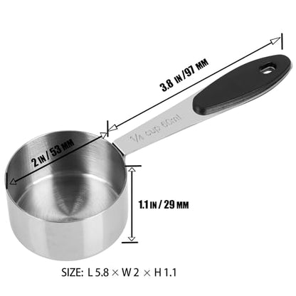 DOTINGHUX 1/4 Cup Magnetic Grips Stainless Steel Measuring Cup -1PCS - size: 1/4 cup