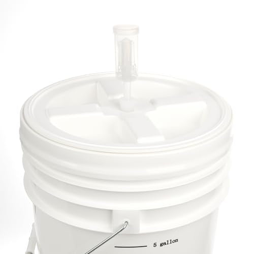 U.S. Solid 6.5 Gallon Fermenter Bucket with Airlock & Spigot | Food-Grade Plastic, BPA-Free | Primary Fermentation Vessel for Beer, Wine, Pickles | Screw-Top Lid - size: 6.5 gallon(1-PACK, Screw Cap)