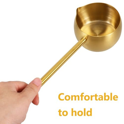 SHINEOFI Stainless Steel Oil Dipping Ladle Long Handle Oil Dipping Spoon Kitchen Water Scoop for Cooking Golden - color: Golden