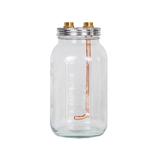 Thumper Keg Kit 64 Oz Half Gallon Wide Mouth Mason Jar for Upgrade Shine Still Alcohol Distiller Whiskey Brandy Distillery Home Brewing - size: 0.5GAL Glass Thumper Kit