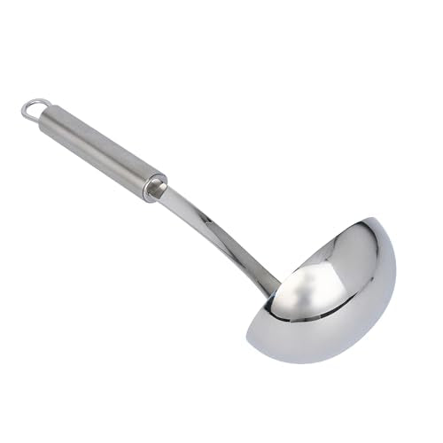 Restaurantware Stainless Steel Soup Ladle - German Standard Large Kitchen Ladle with Deep Bowl Design, Dishwasher Safe, Heat Resistant - Serving Ladle for Soups, Stews, Sauces - style: Steel Serving Ladle