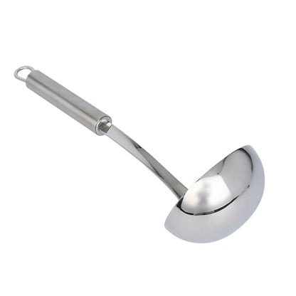 Restaurantware Stainless Steel Soup Ladle - German Standard Large Kitchen Ladle with Deep Bowl Design, Dishwasher Safe, Heat Resistant - Serving Ladle for Soups, Stews, Sauces - style: Steel Serving Ladle