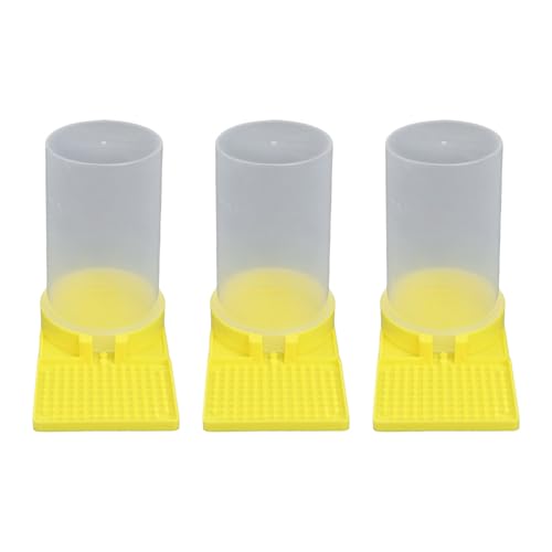 3-Pack Bee Drinkers for Hive, Plastic Water Feeder with Basin at Entrance, Easy Fill Bee Hydration Station, Yellow for Beekeeping Supplies