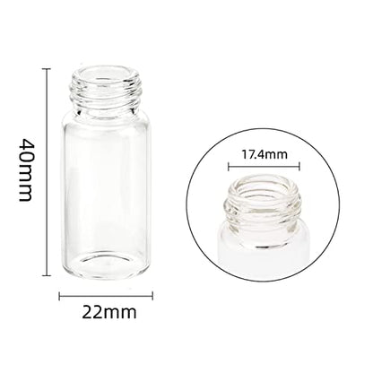 7ML Clear Glass Sample Vial, Liquid Sampling Sample Glass Bottle, Borosilicate Storage Glass Vial 22x40mm,Black 18-400 Polypropylene Screw Cap with PE Liners, Pack of 100 - size: 7ML
