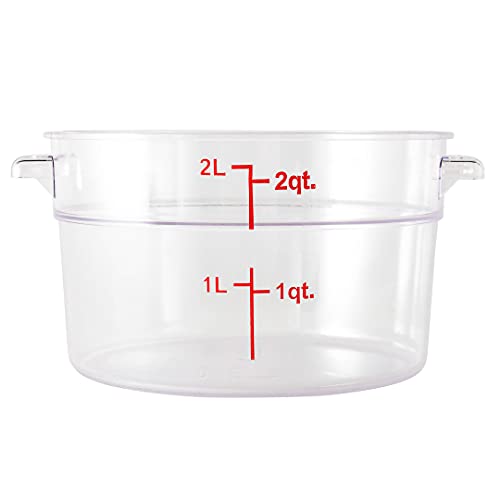 Restaurantware Met Lux 2 Quart Food Storage Containers 10 Round Commercial Storage Containers - Lids Sold Separately With Volume Markers Clear Plastic Food Prep Buckets Space-Saving Storage - size: 2 qt, style: 10 Count