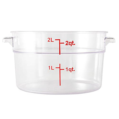 Restaurantware Met Lux 2 Quart Food Storage Containers 10 Round Commercial Storage Containers - Lids Sold Separately With Volume Markers Clear Plastic Food Prep Buckets Space-Saving Storage - size: 2 qt, style: 10 Count