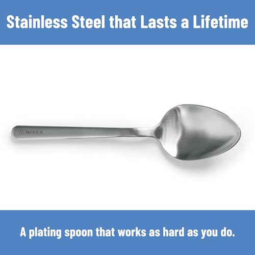 Misen Plating Chef Spoon – Stainless Steel Precision Cooking and Serving Spoon with Tapered Tip for Saucing Basting Drizzling Stirring Scooping and Restaurant Quality Plating at Home - style: Plating Spoon