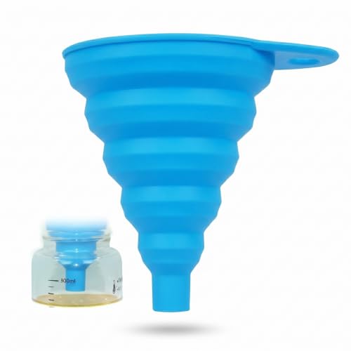 2pcs Large Silicone Collapsible Funnel Set Food Grade Folding Funnels for Kitchen Bottle and Jar Filling Easy Storage Blue - color: blue, size: large