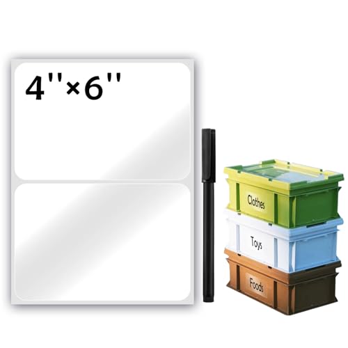 JIEHENG 100Pcs Clear Large Labels for Storage Bins,6x4 Inch Removable Labels,Large Labels for Blank Box,Strong Adhesive Tear Resistant No Residue Blank Labels (Trasparent) - color: Trasparent