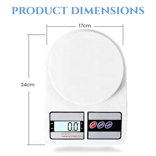 Digital Food Scale 10KG/1g Small Kitchen Weighing Scale with LCD Display, Portable Gram & Ounce Weight Measuring Device for Baking, Cooking, Travel, Accurate Smart Food Measuring Tool