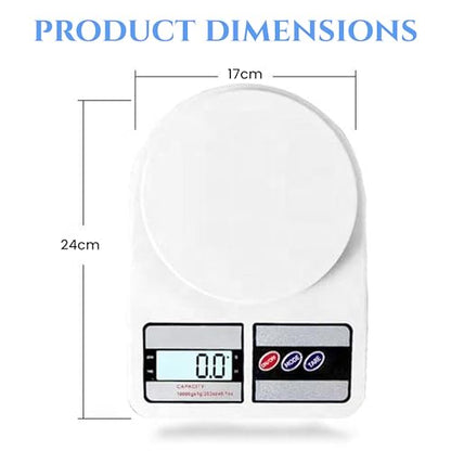 Digital Food Scale 10KG/1g Small Kitchen Weighing Scale with LCD Display, Portable Gram & Ounce Weight Measuring Device for Baking, Cooking, Travel, Accurate Smart Food Measuring Tool