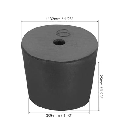 MECCANIXITY Rubber Tapered Plug 26mm to 32mm Solid Test Tubes Bungs Stopper with Hole Black for Lab Home 16 Pieces - size: 26mm-32mm