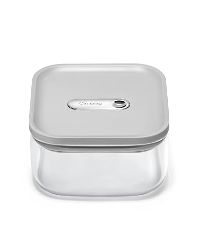 Caraway 1qt Glass Airtight Food Storage Container with Lid – Non-Toxic, BPA-Free Kitchen Storage Container – Stackable, Space-Saving Airtight Container for Dry Goods and More - Gray - color: Gray, size: 1qt Container