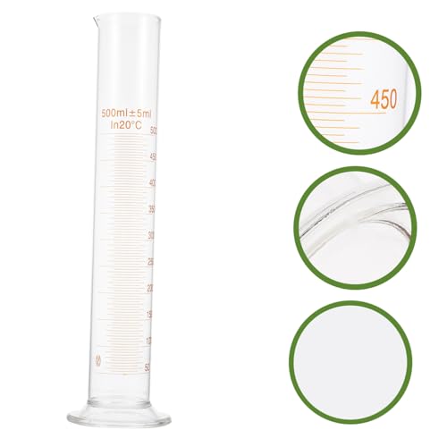 Homoyoyo Lab Tool 500ml Glass Measuring Cylinder Graduations for School Home Use