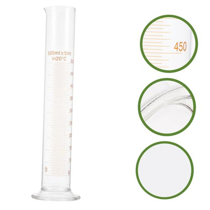 Homoyoyo Lab Tool 500ml Glass Measuring Cylinder Graduations for School Home Use