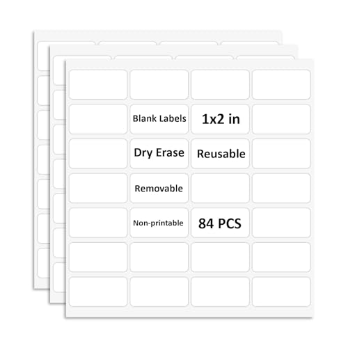 Reusable Dry Erase Labels for Organizing, Storage Bin, Craft, Jars, Pantry Labels, Sticky Notes for Office School Home Gift Chioce, Removable (1x2 inches, 84PCS) (White Blank) - color: White Blank