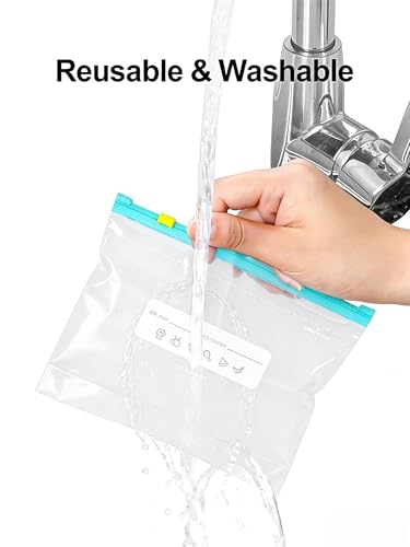 10 Pcs Reusable Bags Dishwasher Safe, Leakproof Food Storage Containers, Reusable Freezer Bags for Sandwich Snack, Lettuce Keeper for Refrigerator, Avocado Saver, Kimchi and Deli Meat Container
