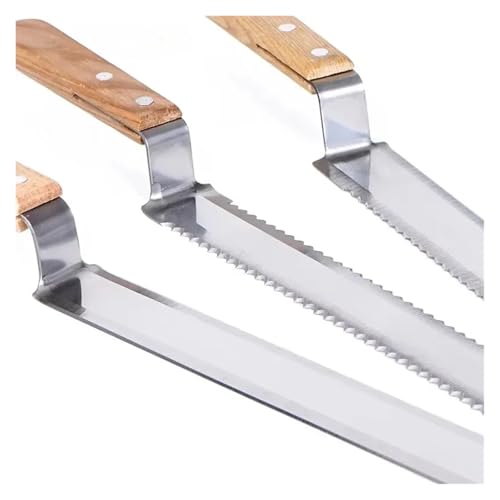 MUSM Stainless Steel Beekeeping Uncapping Knife, Z-Shaped Honey Scraper with Wooden Handle, Beekeeping Supplies for Hive Maintenance