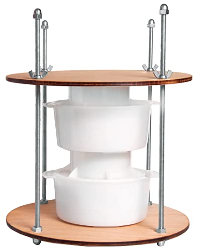 Wooden cheese press diameter 11.2 in and 2 cheese making forms 45 oz Pressure up to 50 Pounds colorless