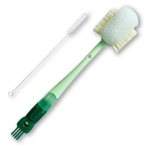 5 in 1 Bottle Cleaning Brush Set, Multifunctional Cleaning Brushes, 5 in 1 Bottle Brush, Cup Lid Clean Brushes, Straw Cleaner, Detail for Baby Bottle Nipple, 2 Pack Set - color: Green