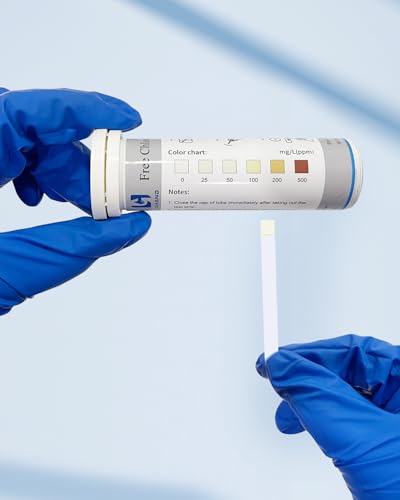0-500 ppm Chlorine Test Strips for Restaurant Sanitizer Test Kit, 100 Strips per Vial, Bleach Test Strips, Testing Kit for Food Service, Bars, Hotels, Kitchen Supplies, Food Trucks, Daycare, Factory