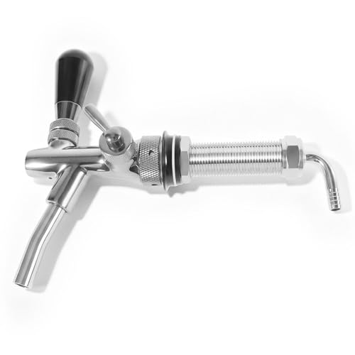 Long Shank Flow Control Beer Faucet, Beer Tap Faucet Upgraded Adjustable Bar Tap with Stainless Steel Core & Brass Body, 4" Draft Beer Shank with 5/16 Barb & G5/8 Thread for Homebrew - size: Brass and Stainless Steel