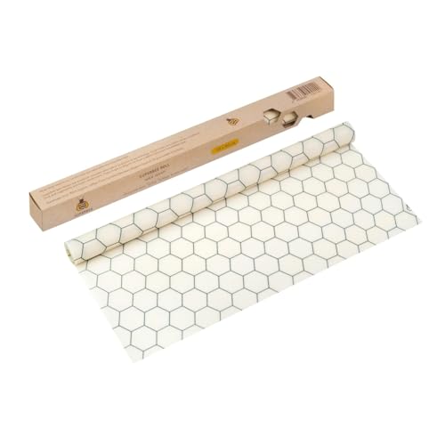 SUPERBEE Beeswax Wrap Roll XL, Reusable Beeswax Wrap for Food, Wrap Roll, Reusable Bees Wrap Paper for Wrapping Vegetables & Cheese, Bowl Covers and Sandwich Wrapping Paper, Hexagonia - 35x13" - color: Hexagonia