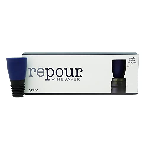 Repour Wine Saver and Stopper - Removes Oxygen, Preserving and Keeping Wine As Fresh As The Day The Bottle Was Opened (10-Pack) - color: Blue, size: 10-Pack