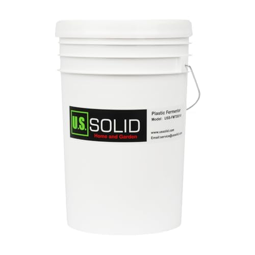 U.S. Solid 6.5 Gallon Fermenter Bucket with Airlock & Spigot | Food-Grade Plastic, BPA-Free | Primary Fermentation Vessel for Beer, Wine, Pickles | Screw-Top Lid - size: 6.5 gallon(1-PACK, Screw Cap)