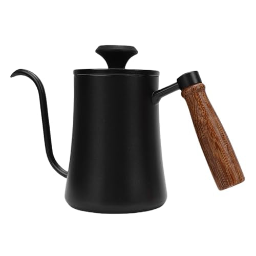 Gooseneck Pour Over Coffee Kettle with Thermometer, 500ml Stainless Steel Water Boiler for Precise Brewing, Tea & Hot Chocolate, Black