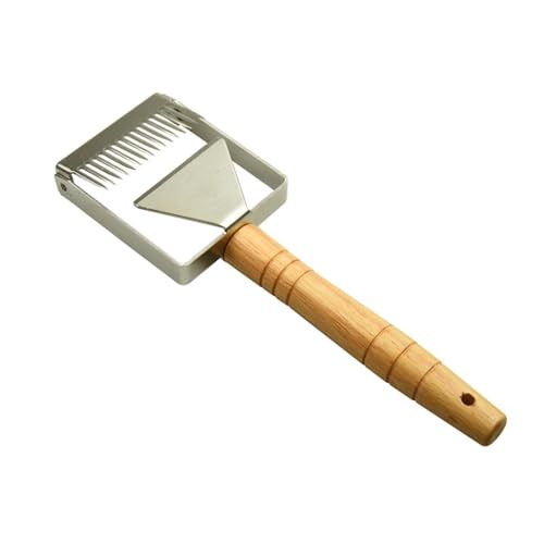 SEIWEI 16 Tines Adjustable Uncapping Fork with Wood Handle, 2 in 1 Stainless Steel Honeycomb Honey Fork Knife Bee Hive Shovel Hand Tool, Easy to Use
