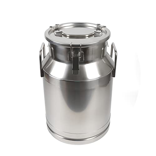 20-60L Stainless Steel Milk Can Wine Milk Bucket Wine Pail Bucket Milk Can Tote Jug with Sealed Lid Heavy Duty, with Independent Embedded Silicone Sealed Lid (50L) - size: 50L