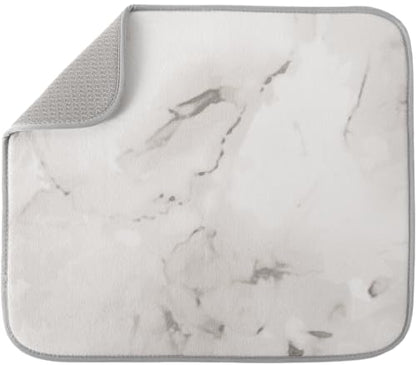 S&T INC. Dish Drying Mat, 16” x 18”, Absorbent Microfiber Kitchen Counter Mat, Dish Drying Pad for Dishes, Utensils, Pots and Pans, Large, Grey Stone - size: 16" x 18"