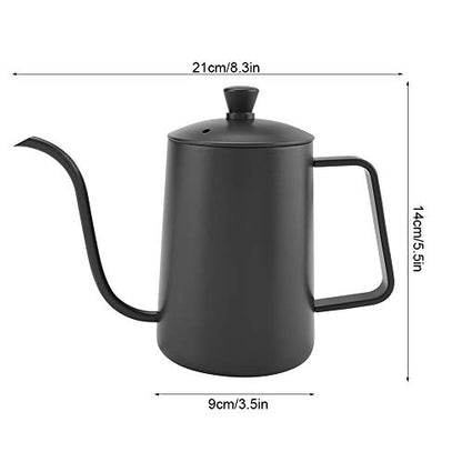 ZJchao Stainless Steel Coffee Kettle Gooseneck Spout Teapot with Thermometer 600ml Large Capacity Precision Pouring Coating for Coffee Brewing Enthusiasts Black Pink Green (Black) - color: Black