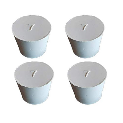 Lab Rubber Stoppers 29mm to 37mm,White Rubber Stoppers Size 7 are Used for Sealing Balloon Bottles、Conical Flask Etc (4, 7#) - size: 7#