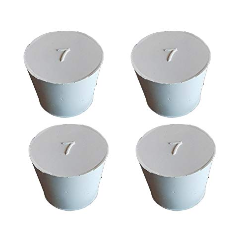 Lab Rubber Stoppers 29mm to 37mm,White Rubber Stoppers Size 7 are Used for Sealing Balloon Bottles、Conical Flask Etc (4, 7#) - size: 7#