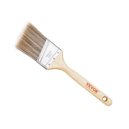 VEVOR Paint Brushes, 12 Piece Angle Paint Brush, Treated Wood Handle, Paint Brush Set for All Latex and Oil Paints & Stains, Wood Stain Brushes for Cabinets, Walls, Fences, Interior & Exterior Use - size: 12 PCS, style: Paint Brush