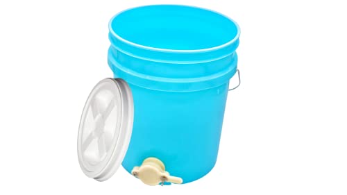 House Naturals Plastic 5 Gallon Honey Food Grade Bucket with Honey Gate for Beekeeping and Screw on Lid (Aqua) - color: Aqua