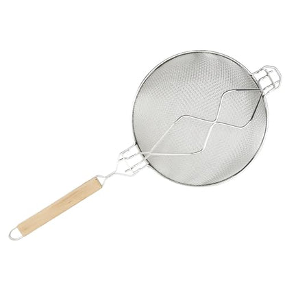 Winco Strainer, 10.5-Inch Diameter, Double Mesh, Medium, Nickel, Tan