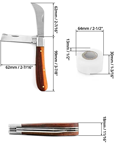 QWORK Gardening Grafting Cutter, Manual Grafting/Pruning Cutter, Plant/Fruit Tree Budding Tool with 2 Plants Repair Tapes for Floral Fruit Tree
