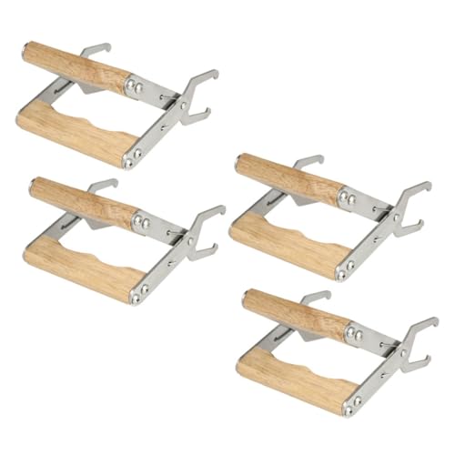 balacoo 4pcs Beekeeping Frame Gripper and Hive Lifter Clamp Set with Wood Handle for Beehive Frame Holder Grip – Essential Beekeeping Tool for Hive Inspection and Honey Harvesting