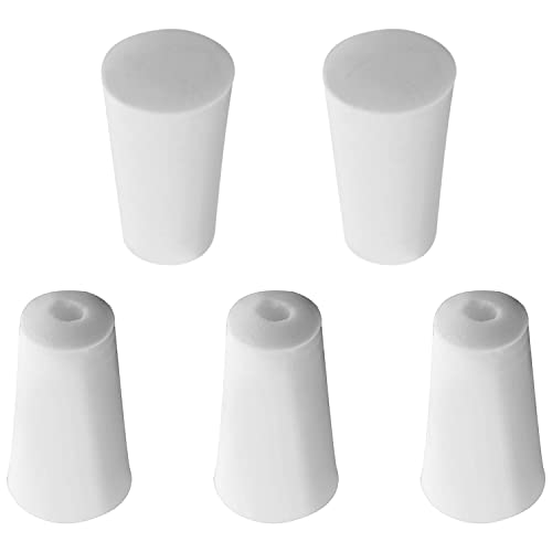Othmro 10Pcs Drilled Rubber Stopper with Airlock, White Drilled Bungs Stopper with 0.51" Hole for Fermentation Use, Homebrewing Beer Kombucha Airlock Stopper