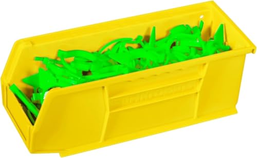 Akro-Mils 30224 AkroBins Plastic Storage Bins, Space-Saving Stackable Bins for Garage, Pantry, Craft Organization, 11" L x 4" W x 4" H, Yellow, 12-Pack - color: Yellow
